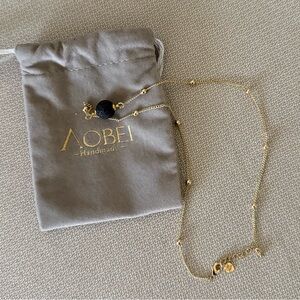 18k Gold Lava Bead Pendant Necklace